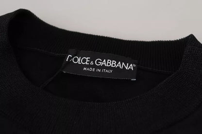 Dolce &amp; Gabbana svart polyester logotyp tröja för män