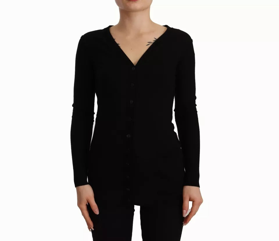 Dolce & Gabbana Black Wool Knit Button Down Cardigan Sweater