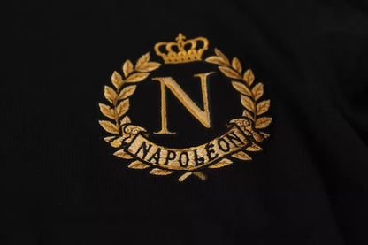 Dolce &amp; Gabbana Black Wool Silk Napoleon Gold Tröja