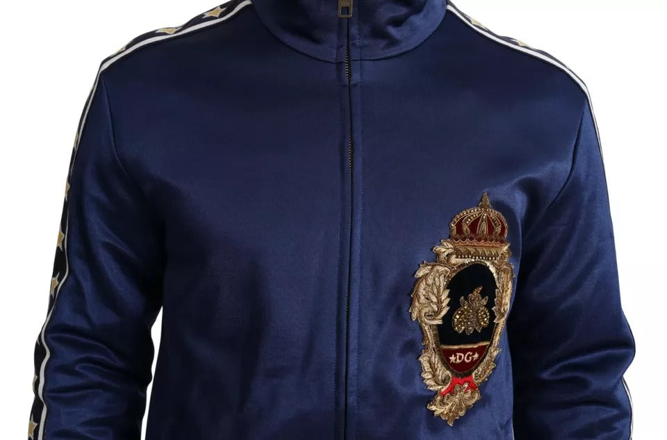 Dolce &amp; Gabbana Blue Heraldic Patch Randig King Bee-tröja