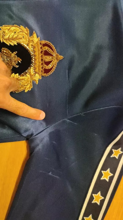 Dolce &amp; Gabbana Blue Heraldic Patch Randig King Bee-tröja