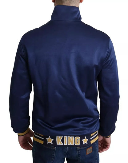 Dolce &amp; Gabbana Blue Heraldic Patch Randig King Bee-tröja