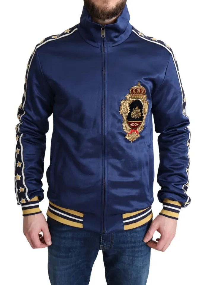 Dolce &amp; Gabbana Blue Heraldic Patch Randig King Bee-tröja