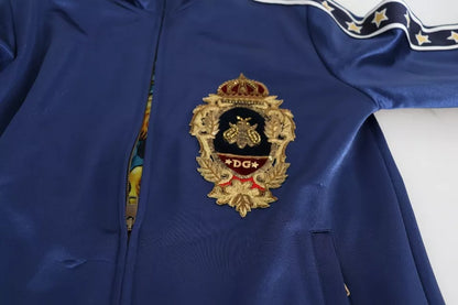 Dolce &amp; Gabbana Blue Heraldic Patch Randig King Bee-tröja