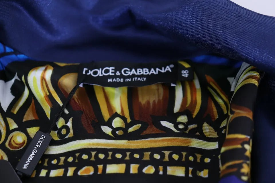 Dolce &amp; Gabbana Blue Heraldic Patch Randig King Bee-tröja