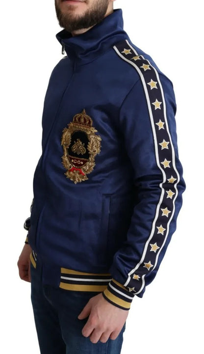 Dolce &amp; Gabbana Blue Heraldic Patch Randig King Bee-tröja