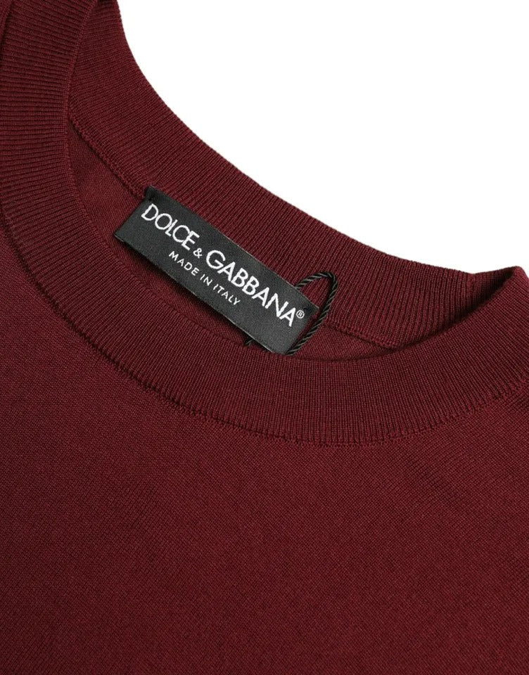 Dolce &amp; Gabbana Bordeaux ullstickad tröja med rund hals