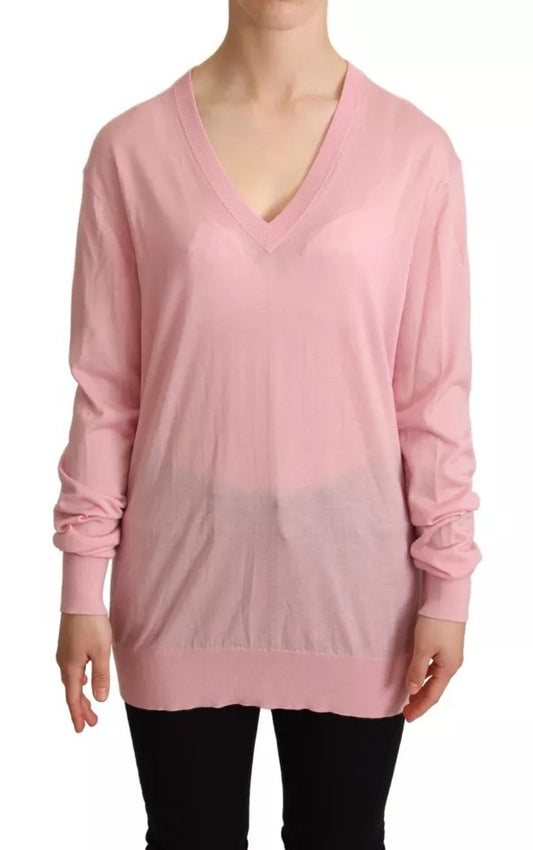 Dolce &amp; Gabbana Rosa V-ringad Damtröja Cashmere Sweater