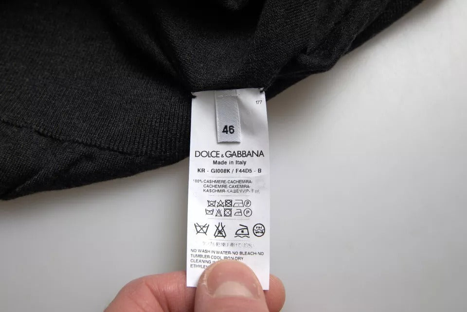 Dolce &amp; Gabbana mörkgrå kashmir tröja med rund hals