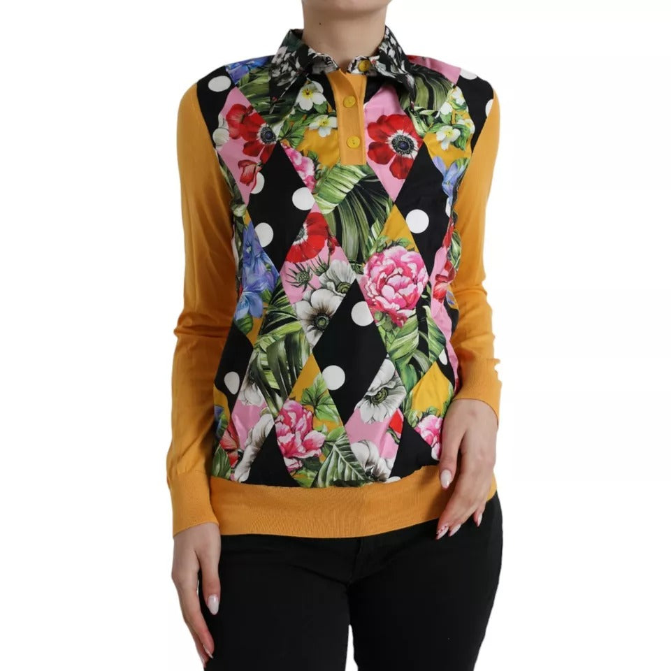 Dolce &amp; Gabbana Multicolor Patchwork Cashmere Henley tröja