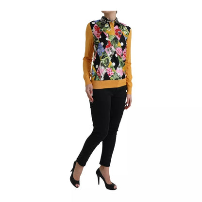 Dolce &amp; Gabbana Multicolor Patchwork Cashmere Henley tröja