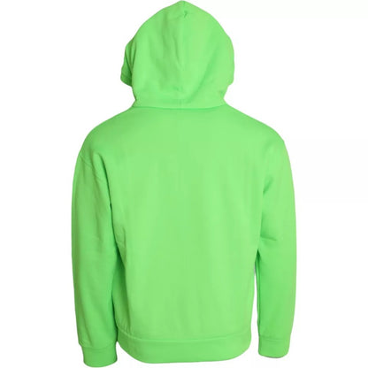 Dolce &amp; Gabbana Neon Grön Logo Pullover Tröja med huva