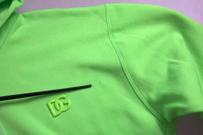 Dolce &amp; Gabbana Neon Grön Logo Pullover Tröja med huva