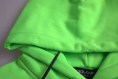 Dolce &amp; Gabbana Neon Grön Logo Pullover Tröja med huva