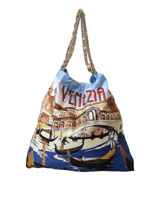 Dolce &amp; Gabbana Multicolor Venezia Canvas Kvinnor Shopping Tygväska