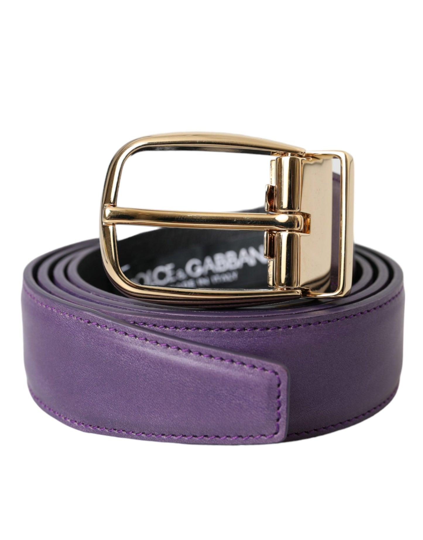 Cinturón de cuero morado con hebilla de metal dorado de Dolce &amp; Gabbana para hombre