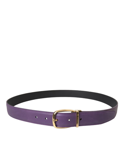 Cinturón de cuero morado con hebilla de metal dorado de Dolce &amp; Gabbana para hombre