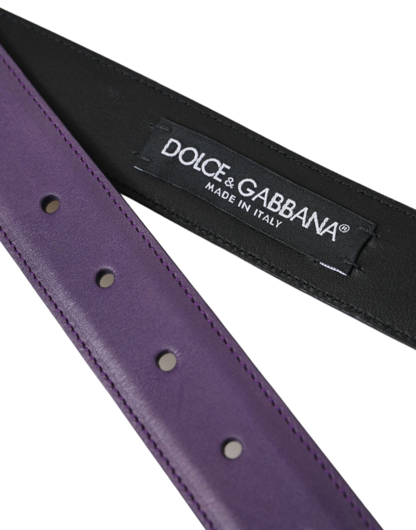 Cinturón de cuero morado con hebilla de metal dorado de Dolce &amp; Gabbana para hombre