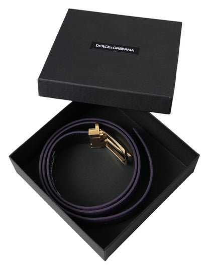 Cinturón de cuero morado con hebilla de metal dorado de Dolce &amp; Gabbana para hombre