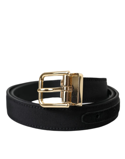 Cinturón con hebilla de metal dorado y grosgrain negro de Dolce &amp; Gabbana para hombre