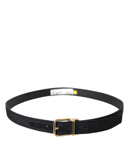 Cinturón con hebilla de metal dorado y grosgrain negro de Dolce &amp; Gabbana para hombre