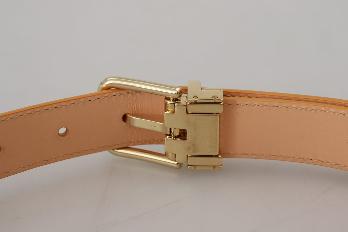 Dolce & Gabbana Beige Exotic Leather Gold Metal Buckle Belt