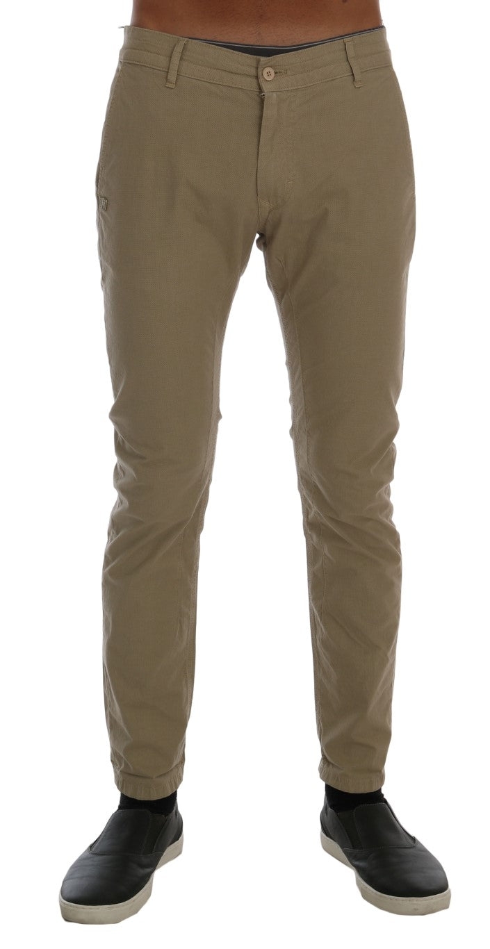 Daniele Alessandrini Beige Slim Fit Chinos för sofistikerad stil