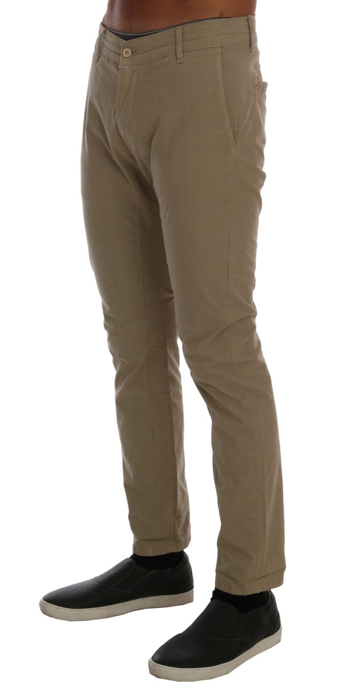 Daniele Alessandrini Beige Slim Fit Chinos för sofistikerad stil