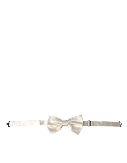 Dolce &amp; Gabbana Off White Silk Justerbar Neck Herrfluga