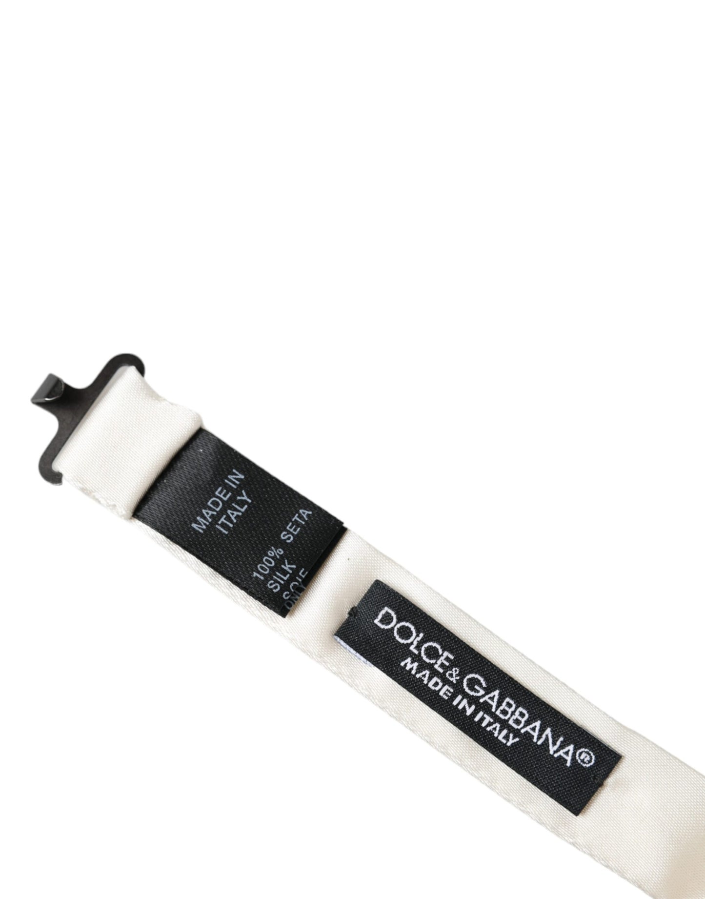 Dolce &amp; Gabbana Off White Silk Justerbar Neck Herrfluga