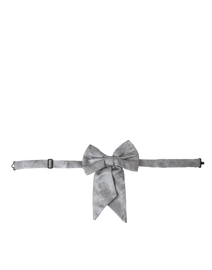 Dolce &amp; Gabbana Silver Ribbon Siden Justerbar Neck Herr fluga