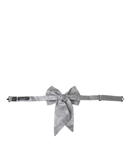 Dolce &amp; Gabbana Silver Ribbon Siden Justerbar Neck Herr fluga