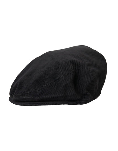 Dolce &amp; Gabbana Black Corduroy Crown Newsboy Hat Herr