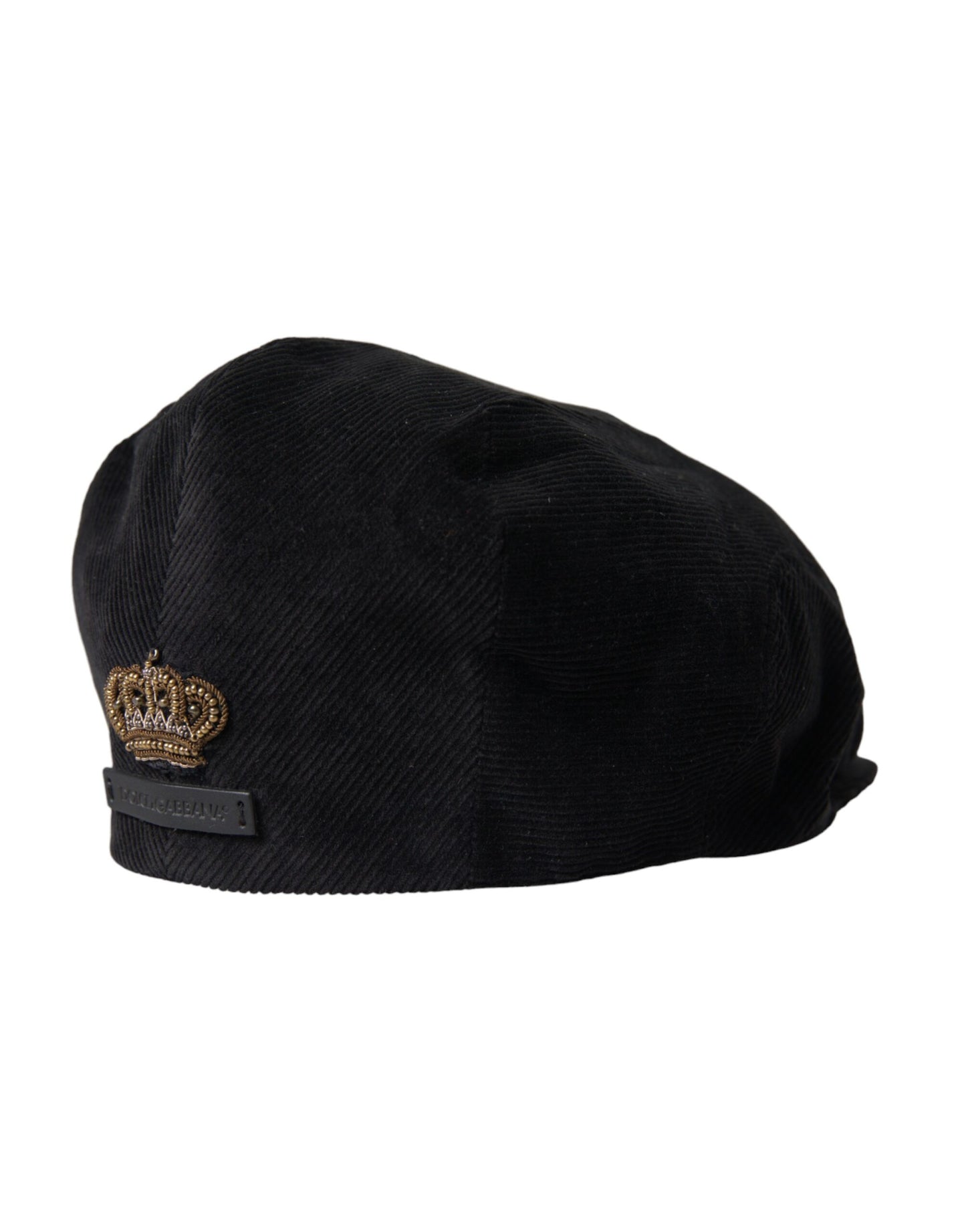 Dolce &amp; Gabbana Black Corduroy Crown Newsboy Hat Herr