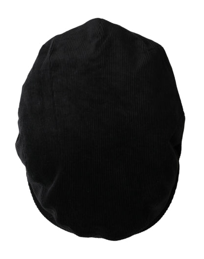 Dolce &amp; Gabbana Black Corduroy Crown Newsboy Hat Herr