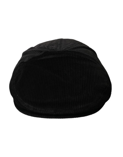 Dolce &amp; Gabbana Black Corduroy Crown Newsboy Hat Herr