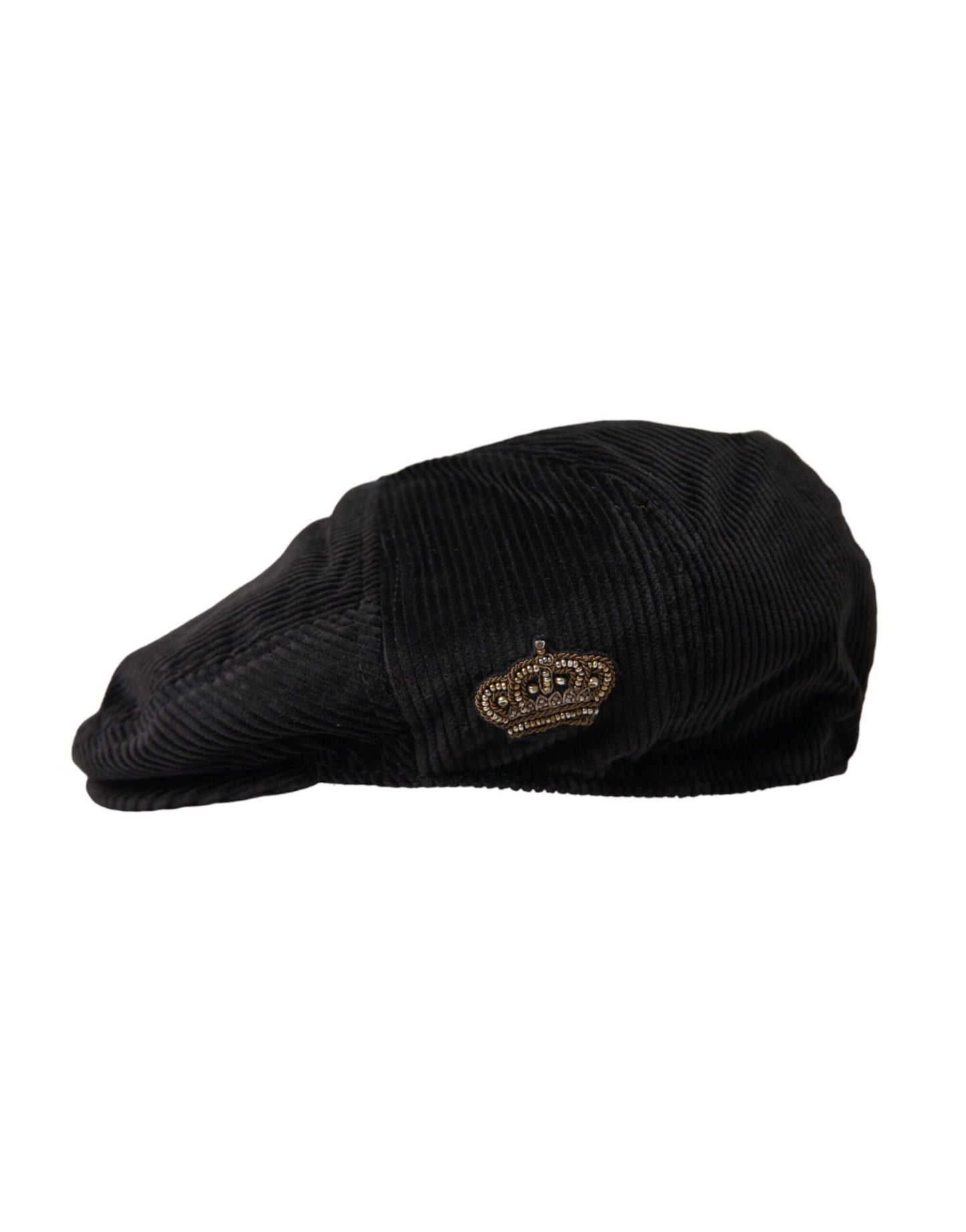 Dolce &amp; Gabbana Black Corduroy Crown Newsboy Hat Herr