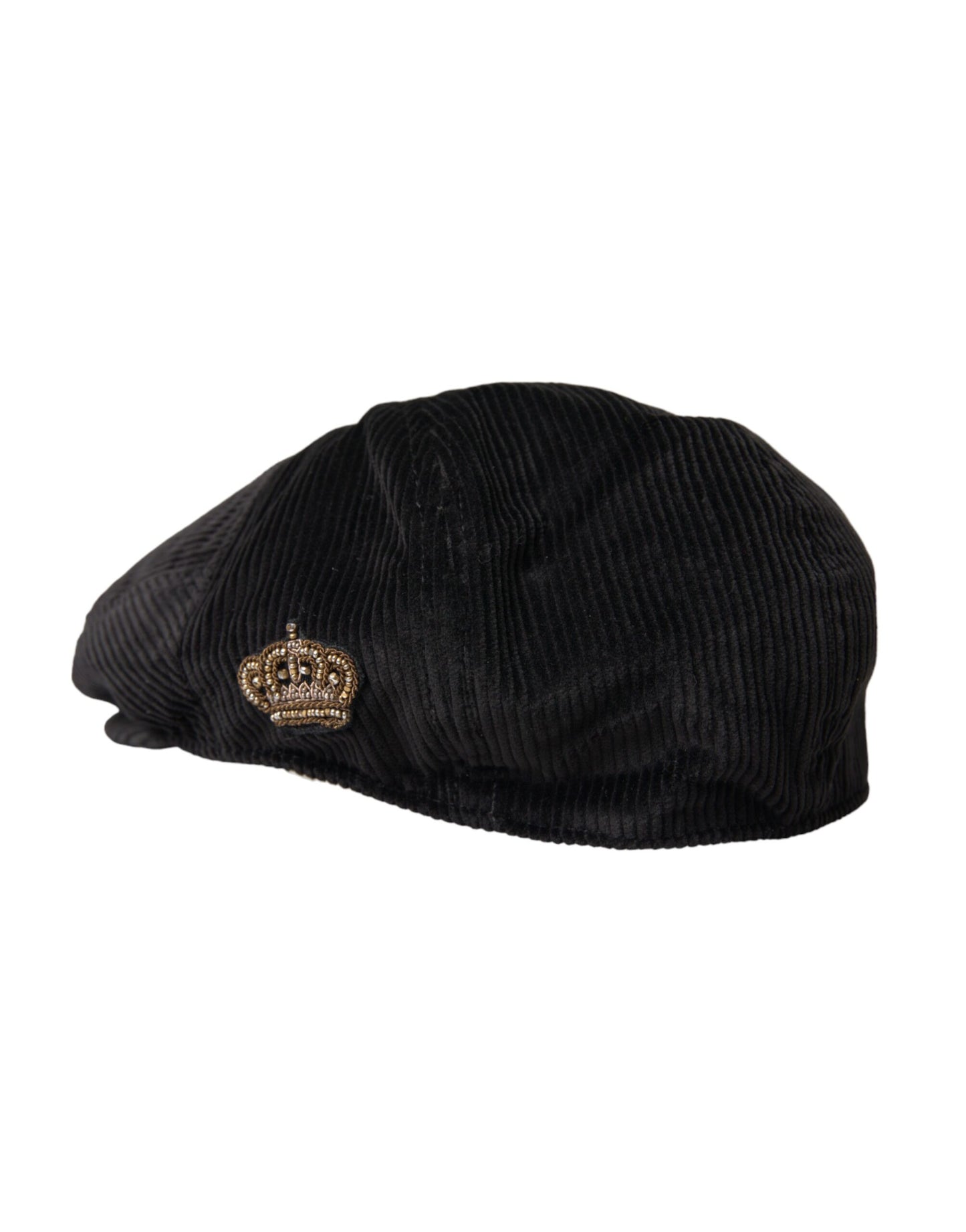 Dolce &amp; Gabbana Black Corduroy Crown Newsboy Hat Herr