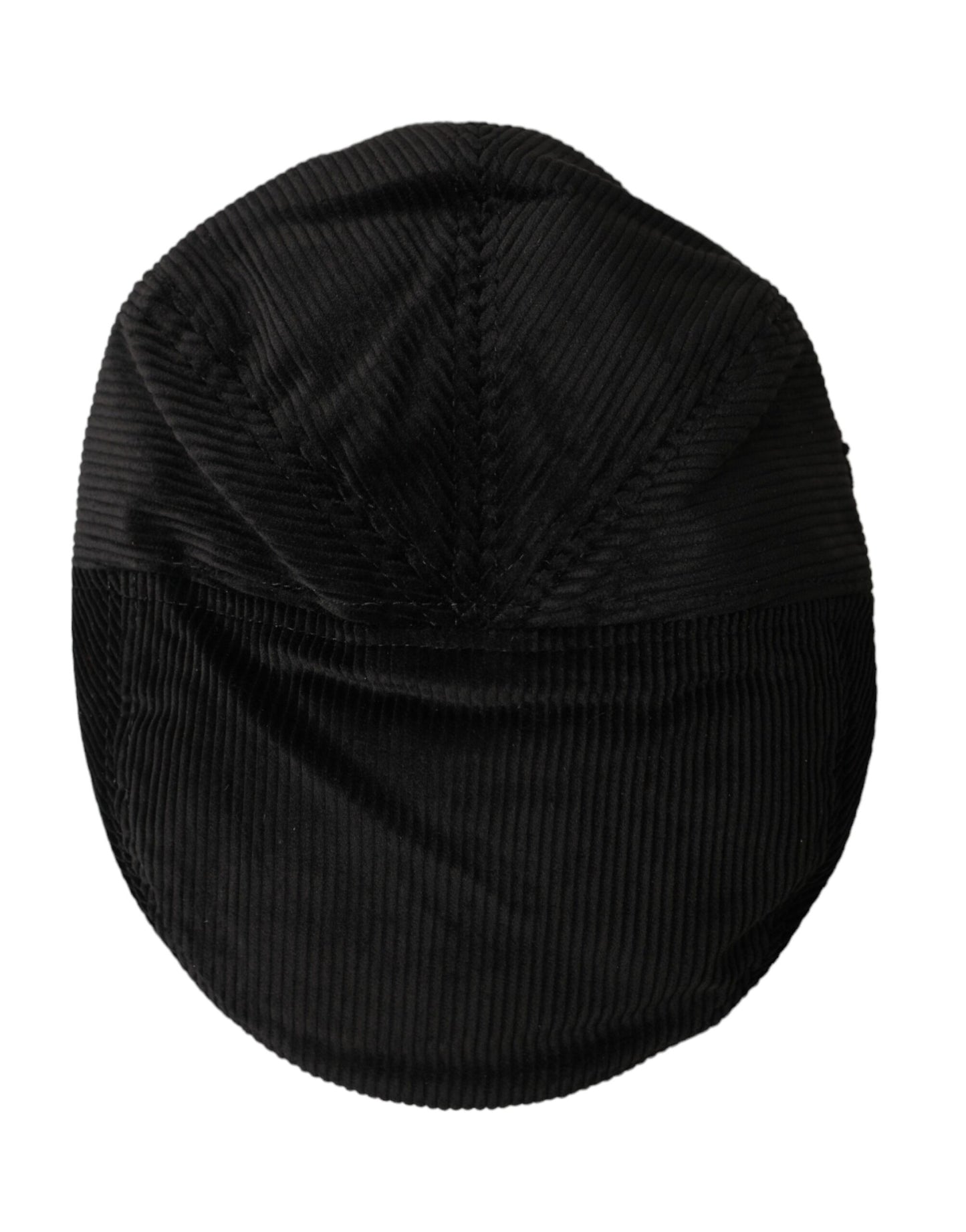 Dolce &amp; Gabbana Black Corduroy Crown Newsboy Hat Herr