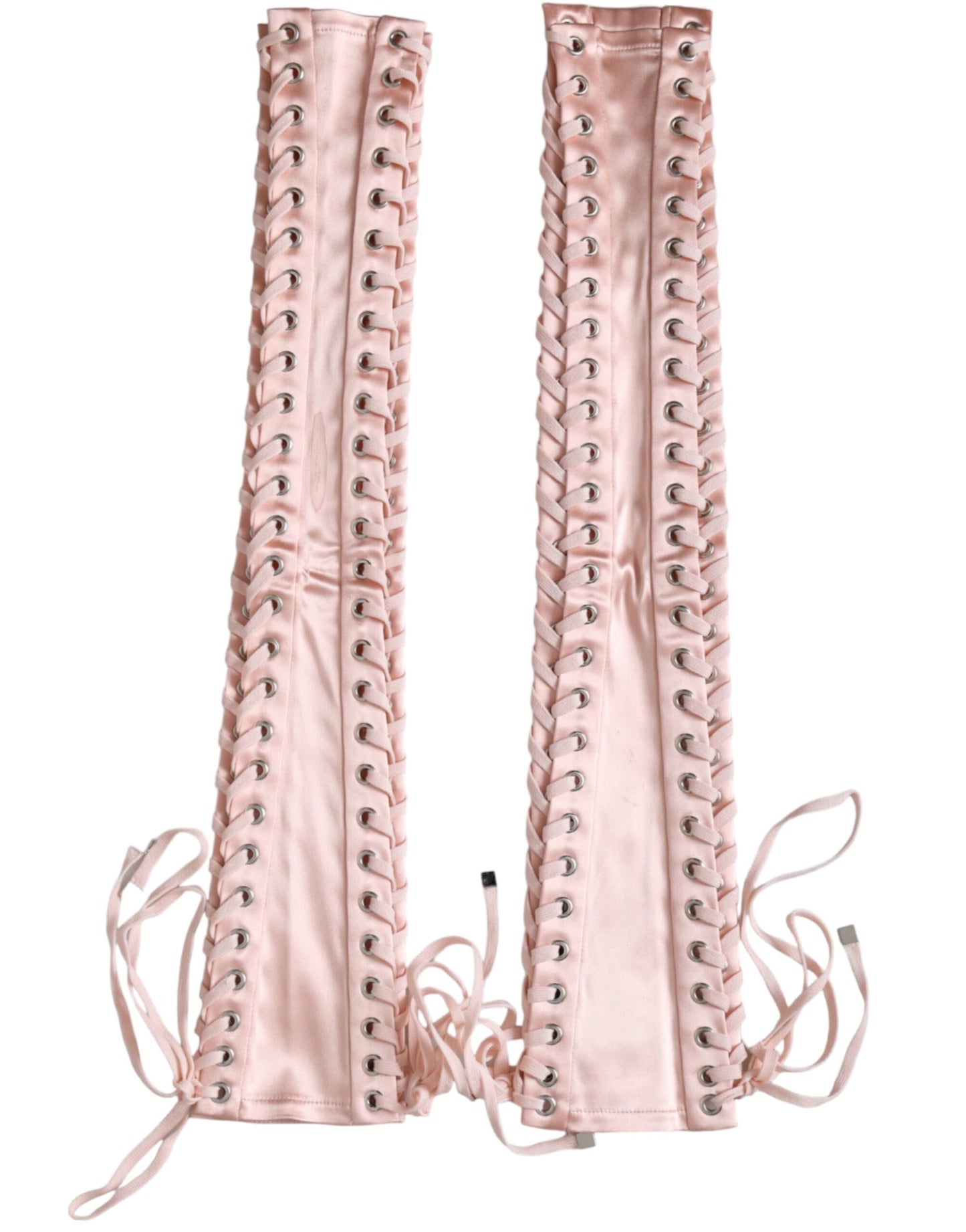 Dolce &amp; Gabbana Pink Acetate Lace Up fingerless handskar