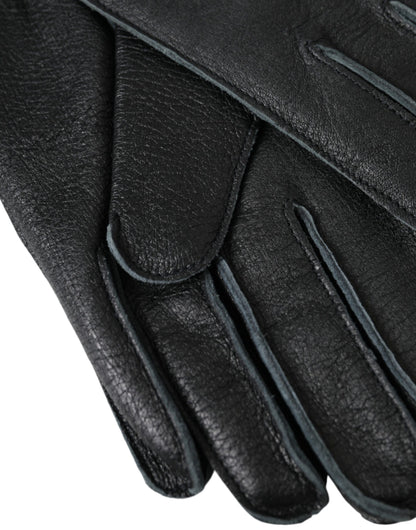 Dolce &amp; Gabbana Black Deer Leather handledslängd handskar