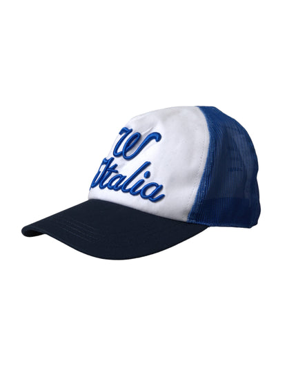 Gorra de béisbol de malla azul, blanca y negra de Dolce &amp; Gabbana Italia