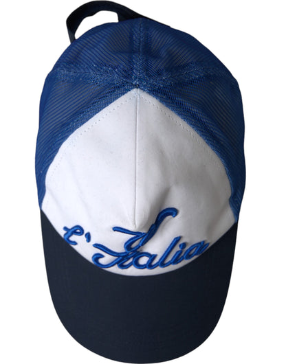 Gorra de béisbol de malla azul, blanca y negra de Dolce &amp; Gabbana Italia