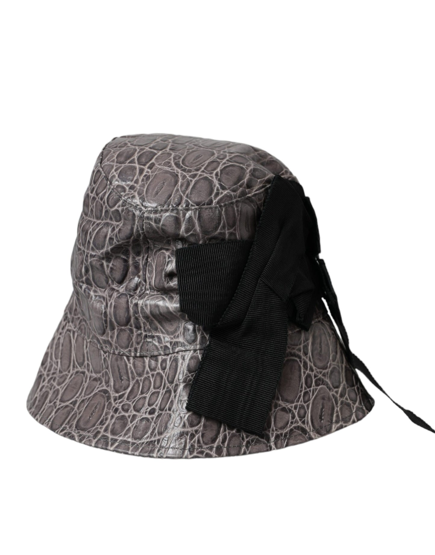 Sombrero de pescador de cuero estampado en gris y negro de Dolce &amp; Gabbana