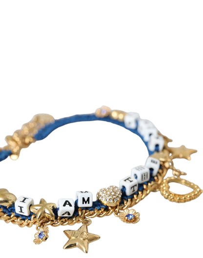 Dolce &amp; Gabbana Gold Tone Brass Chain Iam The Star Armband