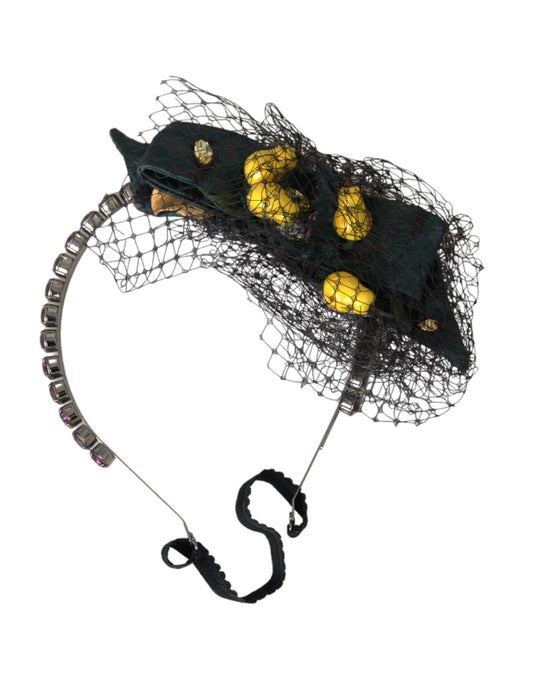 Dolce &amp; Gabbana Black Lemons Sicilien Lila Crystal Net Pannband Diadem