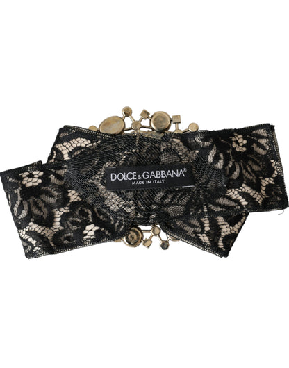 Dolce &amp; Gabbana Black Lace Crystal Handgjord brosch hårnål