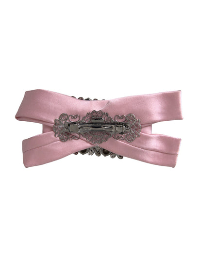 Dolce & Gabbana Pink Satin Crystal Jewelry Brooch Hair Pin