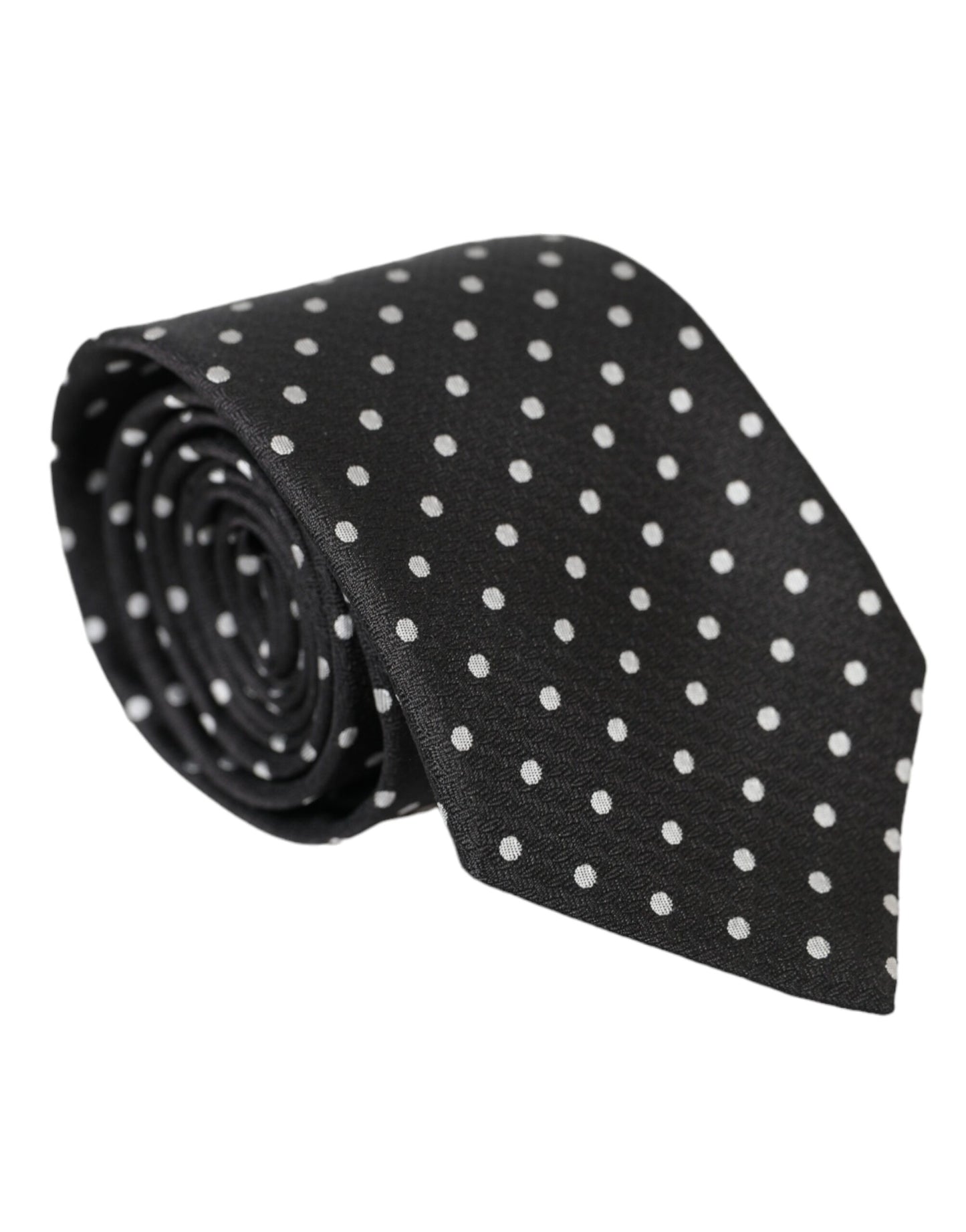 Dolce &amp; Gabbana Svart Vit Polka Dots 100% Silk Necktie Face Mask