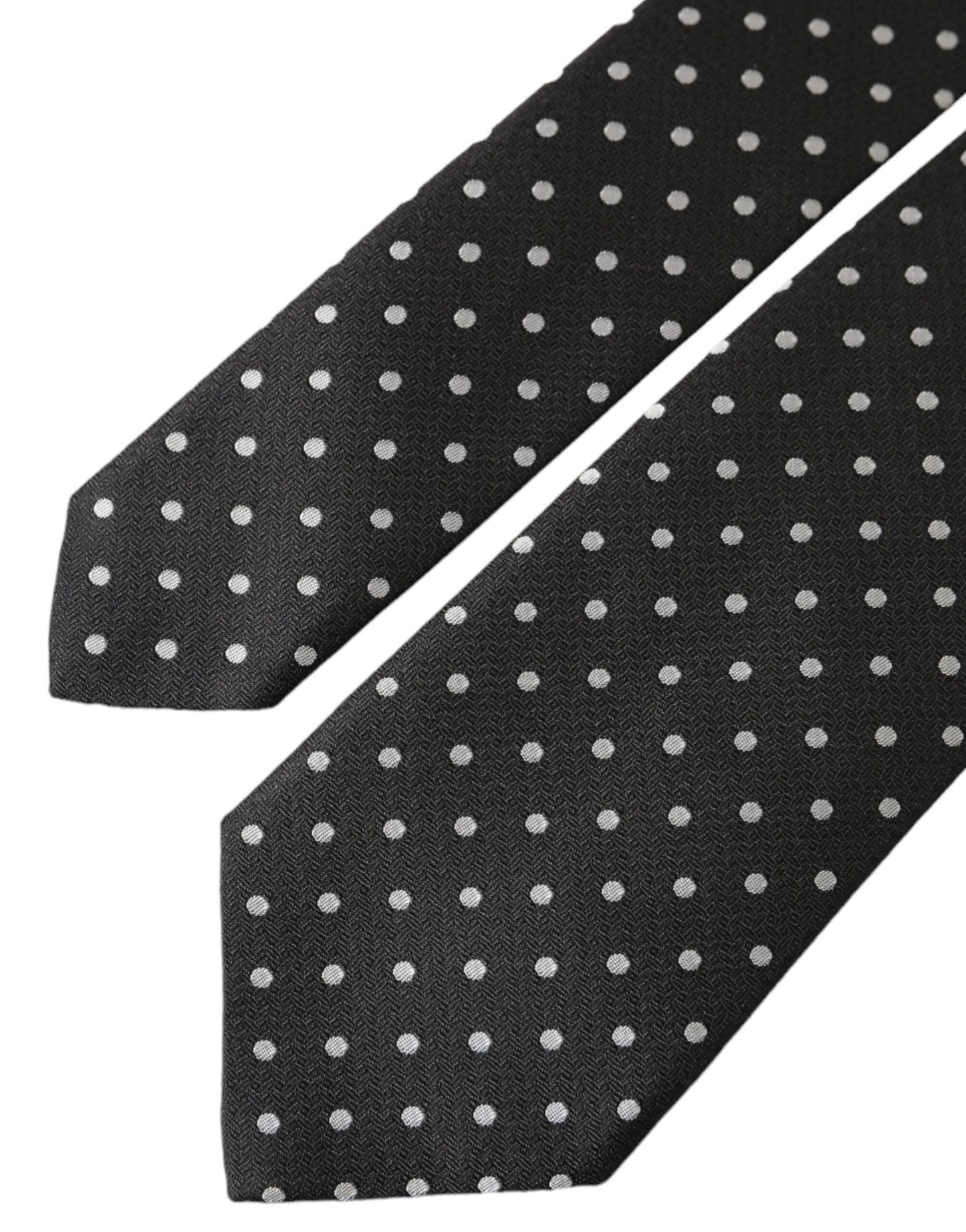 Dolce &amp; Gabbana Svart Vit Polka Dots 100% Silk Necktie Face Mask